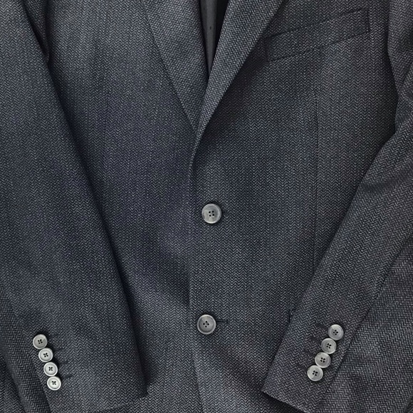 Turnbury Charcoal Gray Herringbone Classic Notch Lapel Sport Coat | 38R - Picture 5 of 14